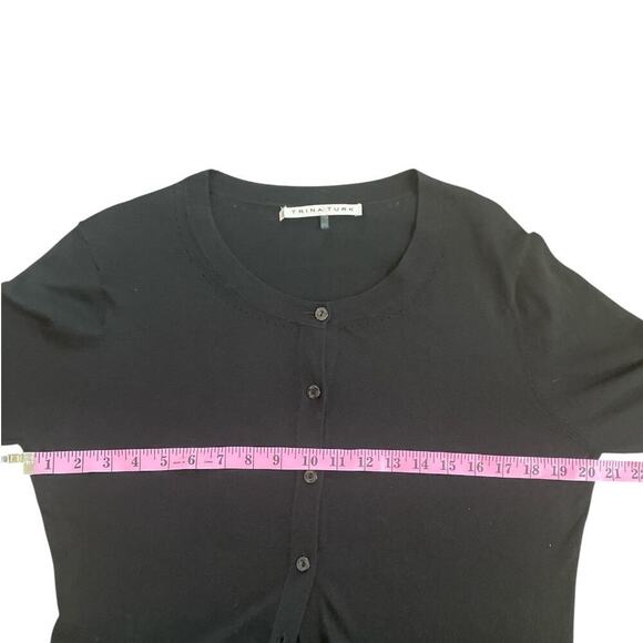 Trina Turk Cardigan Sweater Cotton Modal Long Sleeve Black Minimalist Capsule - Picture 9 of 11